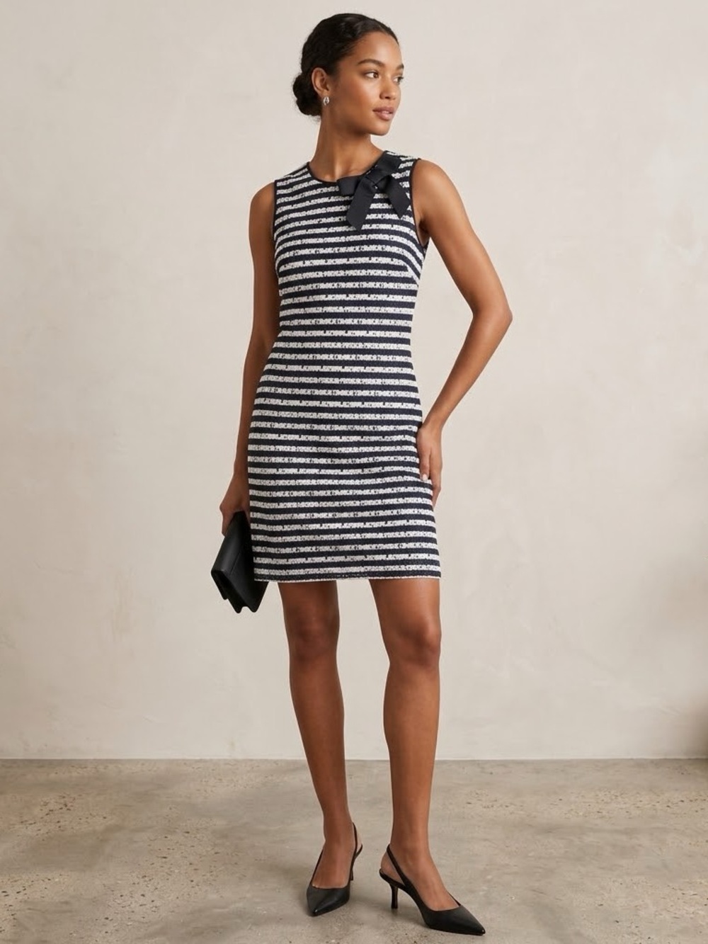 Karl Lagerfeld White and Blue Embellished Tie Front Mini Dress